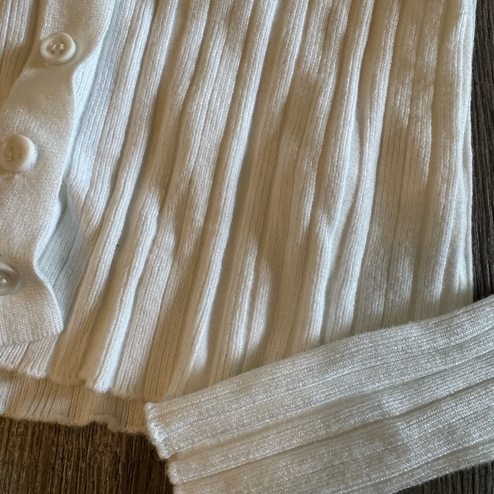 Garage Clothing Cream Ribbed Fitted Cardigan Top XS - Picture 3 of 3
